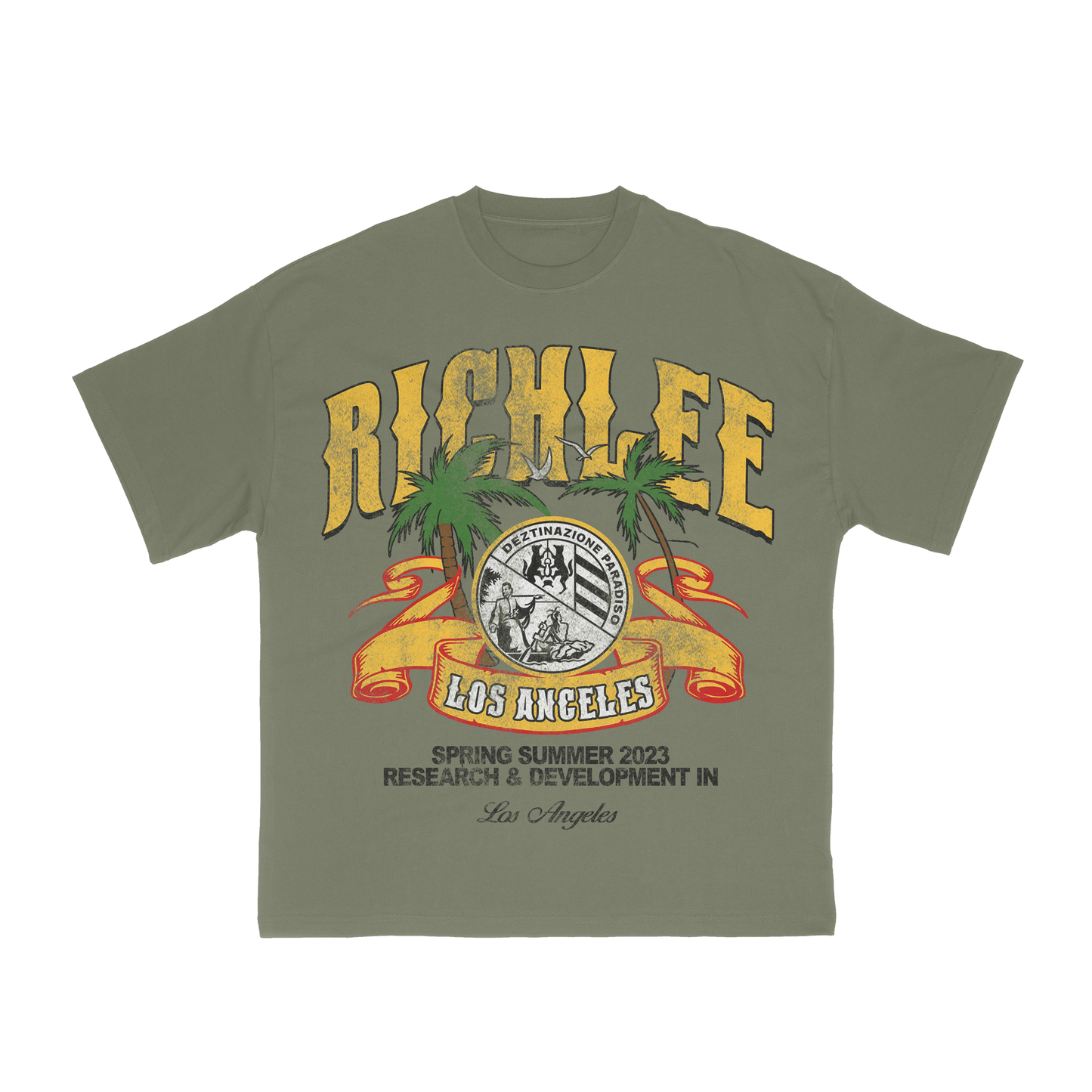 Summer In LA Tee- Army Green