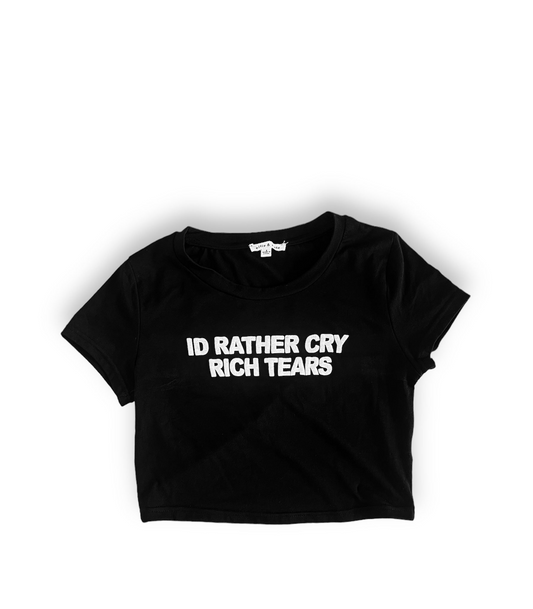 RICH TEARS CROPPED TEE-BLACK
